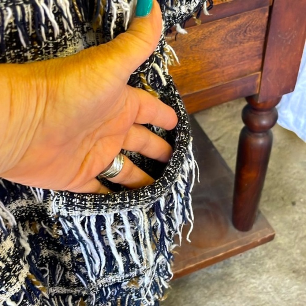Zara Basic Fringe Long Cardigan Jacket - Picture 3 of 5